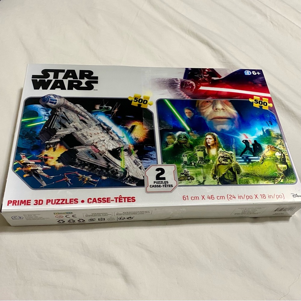 Star Wars 3D Dual Puzzle Set-500 Pcs Each Iconic Scenes Luke Skywalker